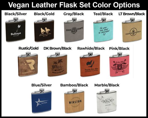 Laserable Leatherette Flask Gift Set