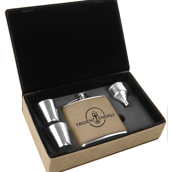 Laserable Leatherette Flask Gift Set