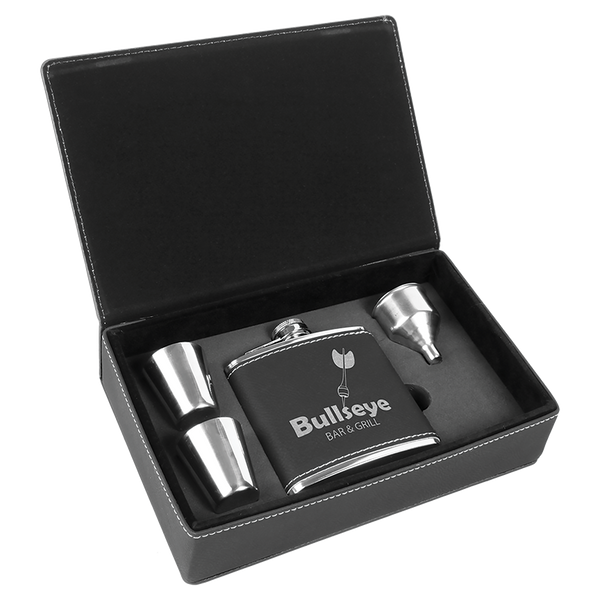 Laserable Leatherette Flask Gift Set
