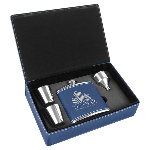 Laserable Leatherette Flask Gift Set