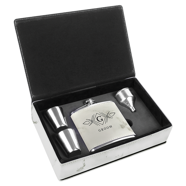 Laserable Leatherette Flask Gift Set