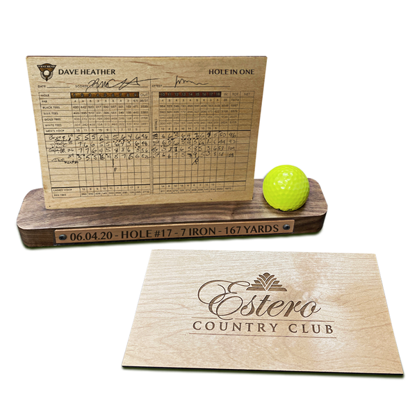 Wooden Scorecard for Hole-in-One or Course Record