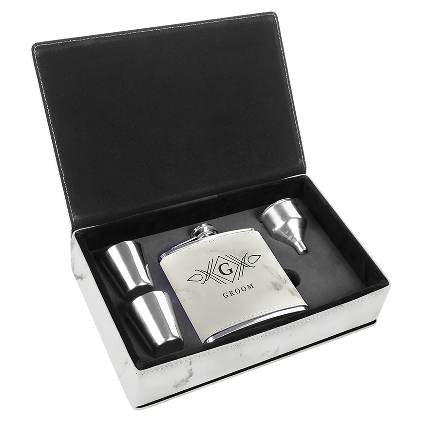 Laserable Leatherette Flask Gift Set – PTE Golf, LLC